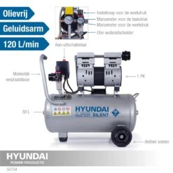 Hyundai 55754 Stille Compressor - 30L - 8bar -Metabo Winkel 3fc2b69a662f6c59c217c7d9e9d0654b