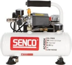 Senco AC10304 Compressor - Geluidsarm - 550W - 9 Bar - 4L - 55L/m - AFN0029 -Metabo Winkel fba1361eb18e029122b66d57836a0089